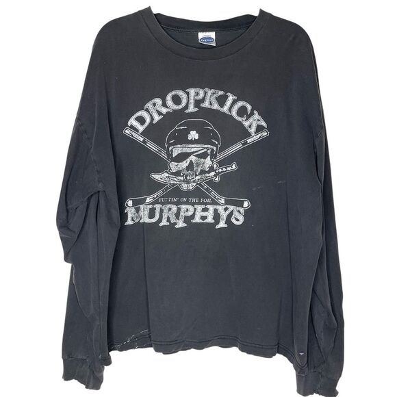 Dropkick Murphys Vintage T Shirt Long Sleeve Distressed Black White Size XXL - Picture 1 of 9